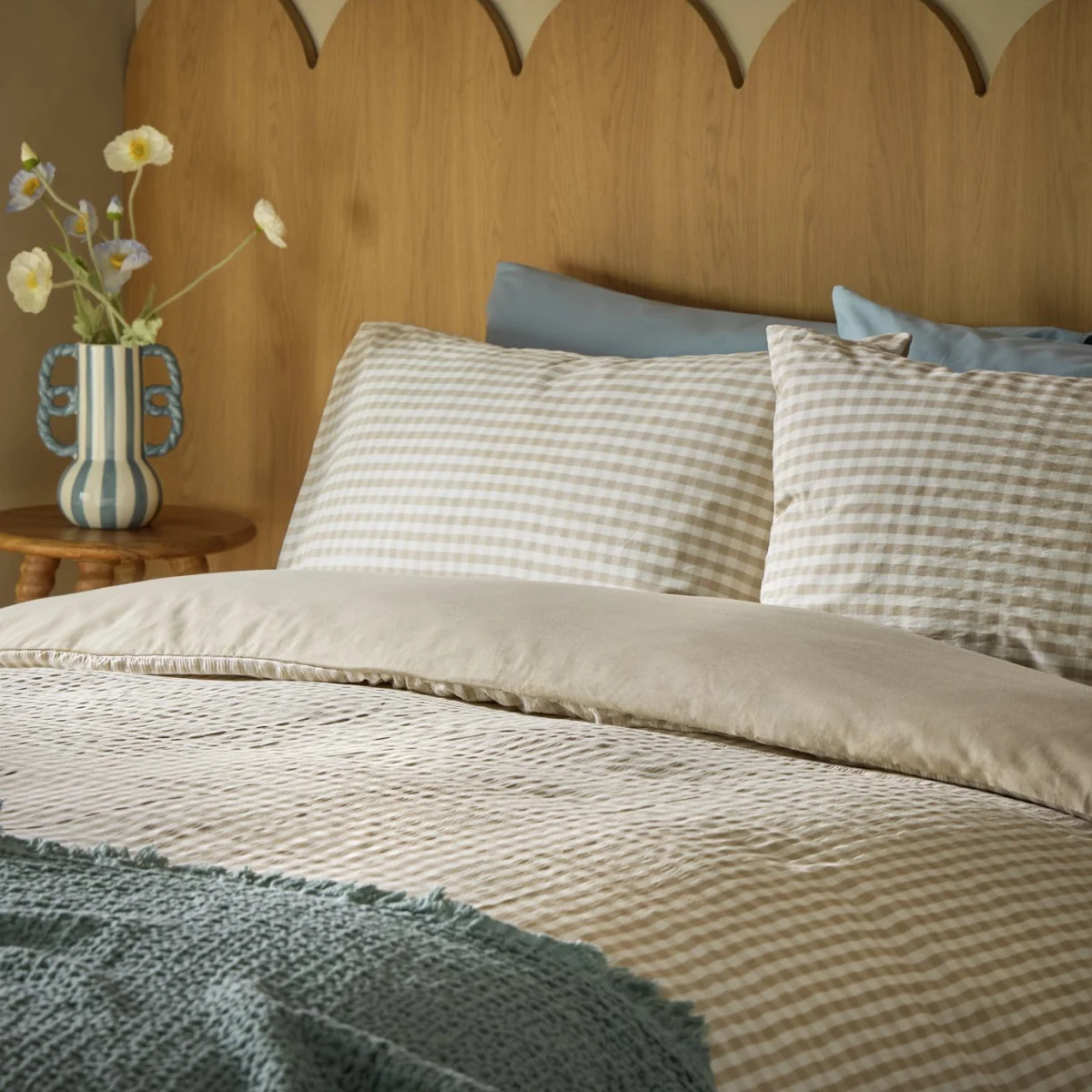 Habitat Gingham Seersucker Neutral Bedding Set - Superking – image 6