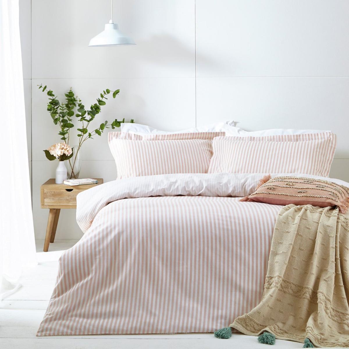 Yard Hebden Cotton Stripe Blush Bedding Set - Super king – image 1