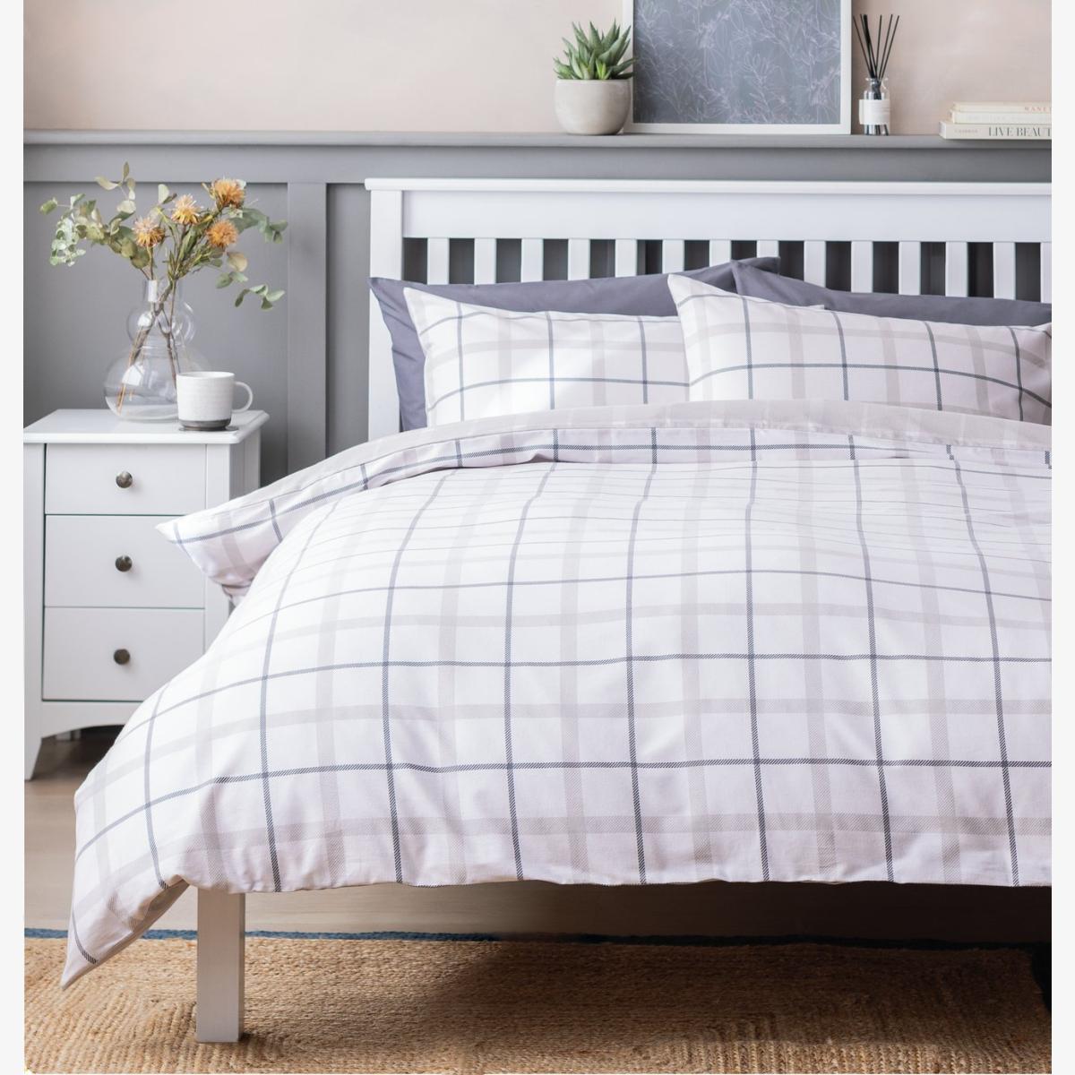 Habitat Cotton Brushed Modern Check Bedding Set - Superking – image 1