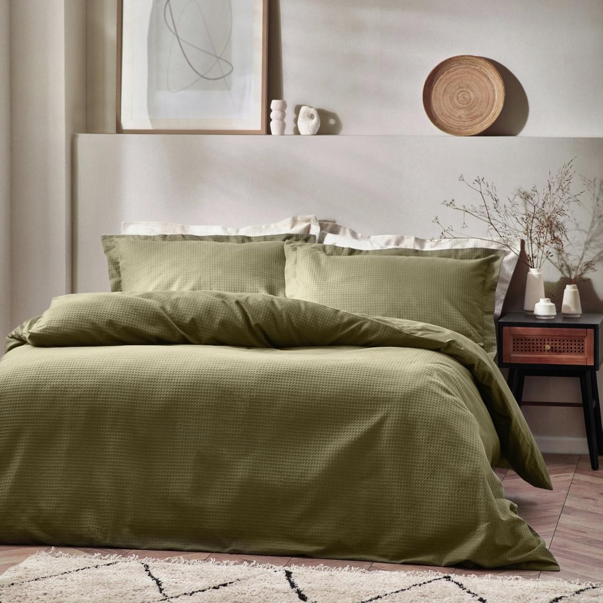 Yard Cotton Textured Waffle Olive Bedding Set - Double – image 2