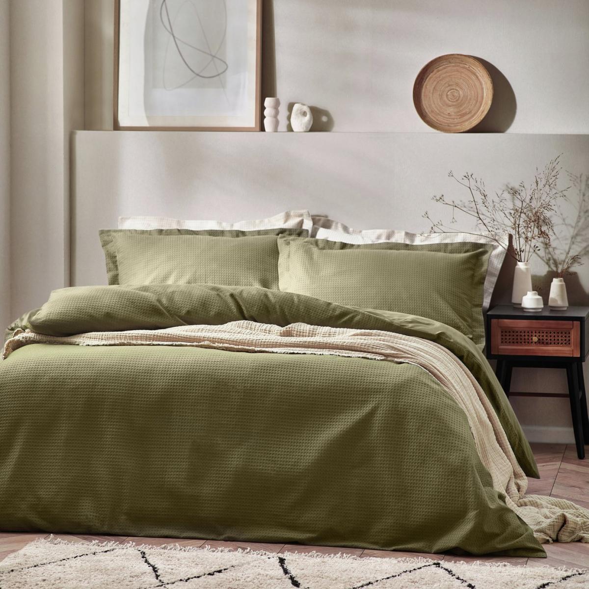 Yard Cotton Textured Waffle Olive Bedding Set - Double – image 1