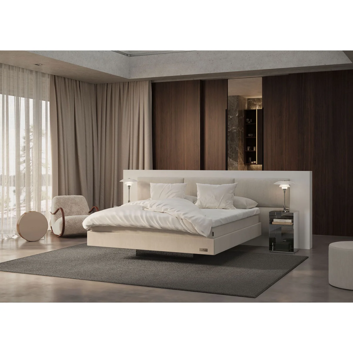 Carpe Diem Beds Hällsö Bed Set Superking Firm Lilla Mat Lux Topper Pinno Headboard Walnut Loop Oyster – image 2