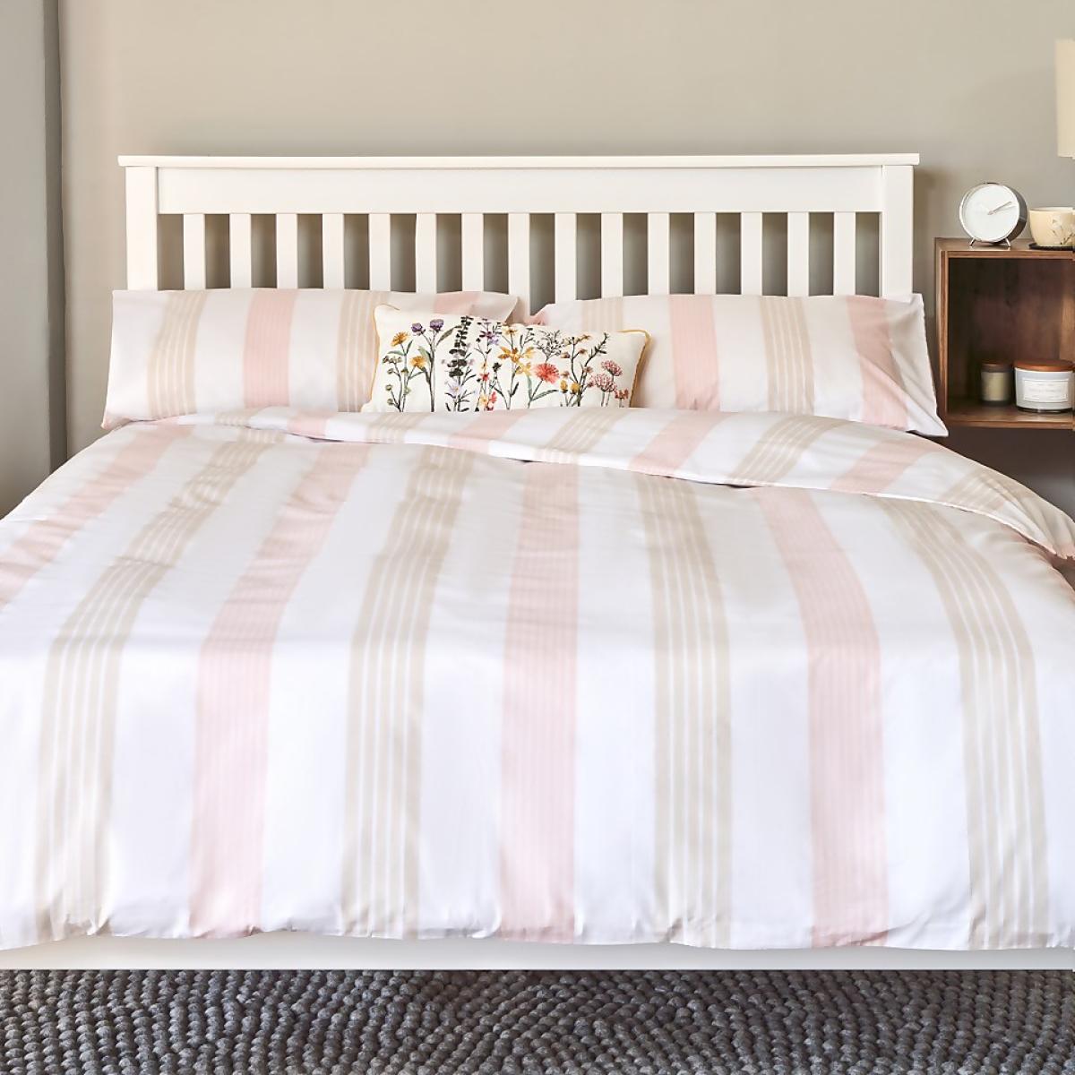 The Willow Manor 100% Cotton Percale Double Duvet Set Oxford Stripe - Blush – image 2