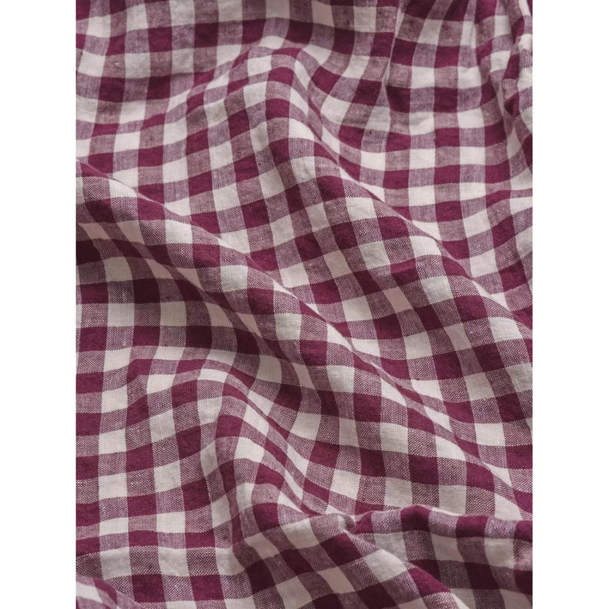 Piglet in Bed Gingham Linen Blend Bedding, Berry – image 3