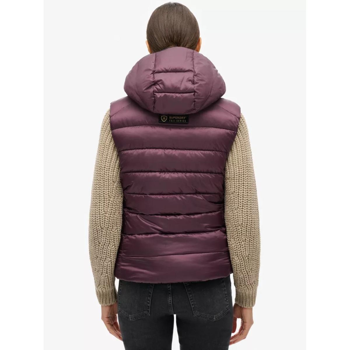 Superdry Hooded Fuji Quilt Padded Gilet, Aubergine Purple – image 2