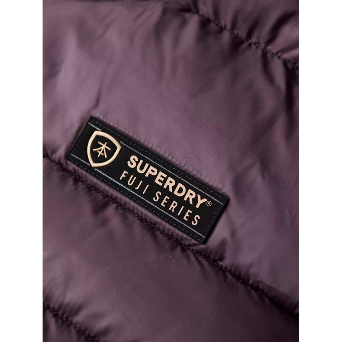 Superdry Hooded Fuji Quilt Padded Gilet, Aubergine Purple – image 4