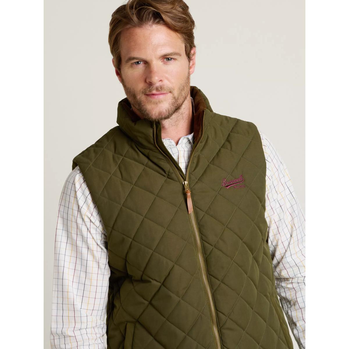 Brakeburn Diamond Quilt Gilet, Khaki – image 3