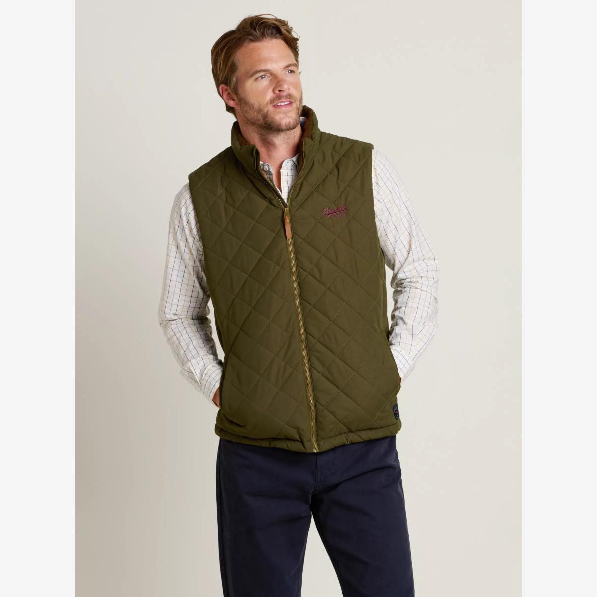 Brakeburn Diamond Quilt Gilet, Khaki – image 1