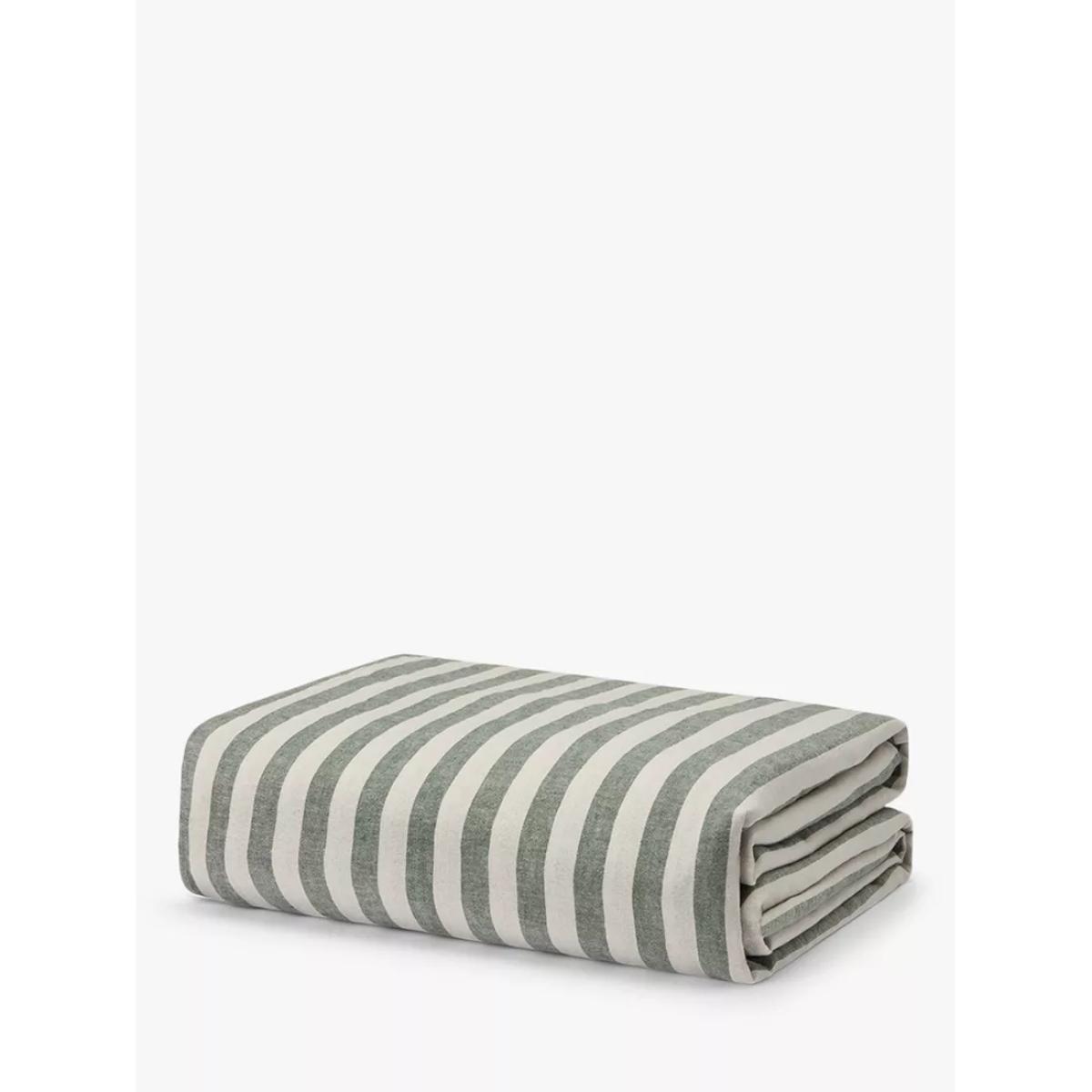 Piglet in Bed Pembroke Stripe Linen Blend Bedding, Fern Green/Oatmeal – image 2
