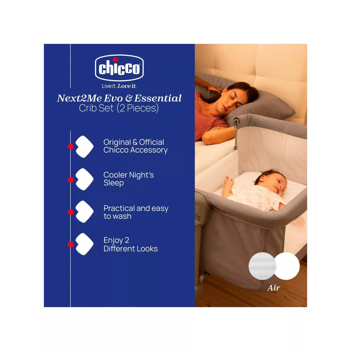 Chicco Next 2 Me Bedside Crib Bedding Set, Pack of 2, Air – image 2