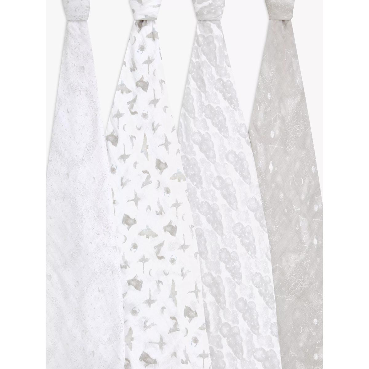 Aden + Anais Map GOTS Organic Cotton Large Muslin Swaddle Blanket, Pack of 4, Multi – image 2