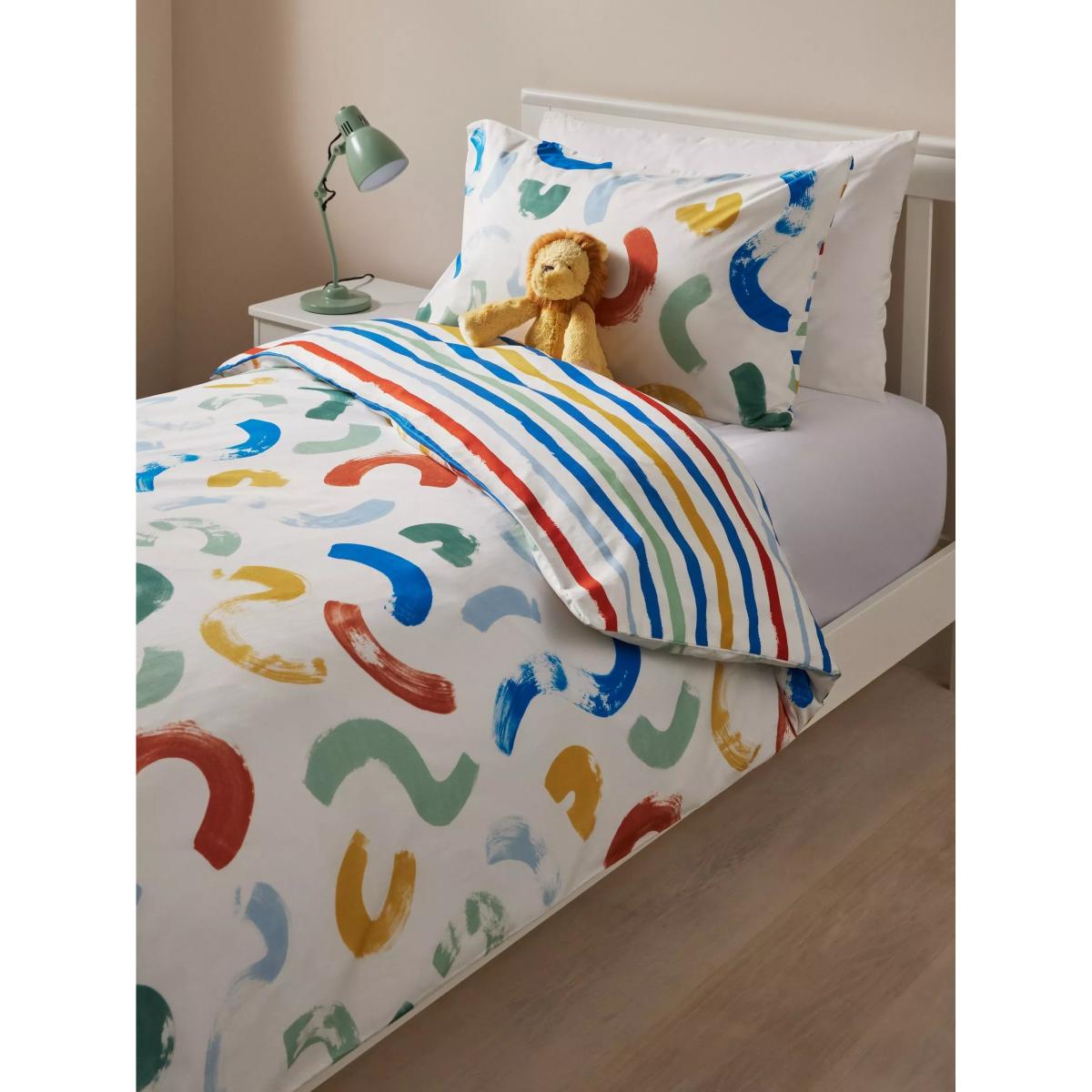 John Lewis Brushstroke Reversible Duvet Cover and Pillowcase Set, Multi – image 4