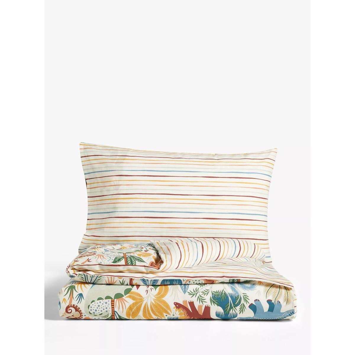 John Lewis Forest Dinosaur Reversible Duvet Cover and Pillowcase Set, Multi – image 2