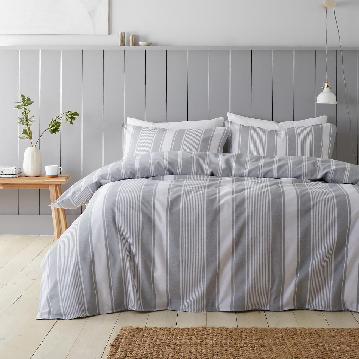 Brushed Ticking Stripe 100% Cotton Duvet Cover and Pillowcase Set – image 2