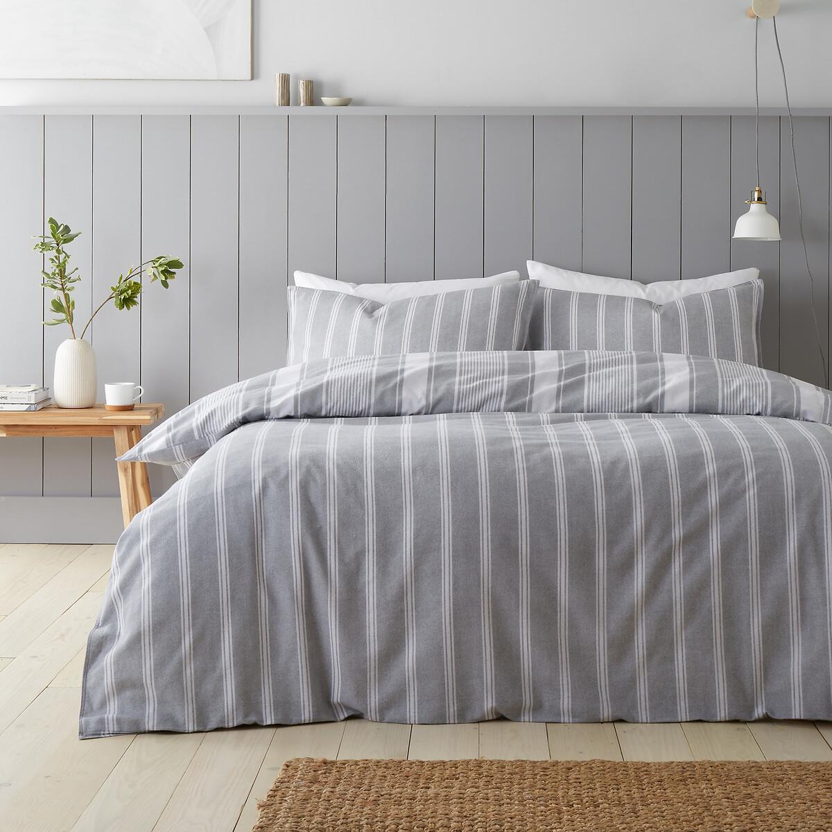 Brushed Ticking Stripe 100% Cotton Duvet Cover and Pillowcase Set – image 3