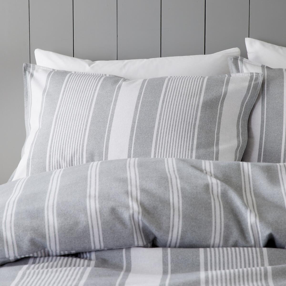 Brushed Ticking Stripe 100% Cotton Duvet Cover and Pillowcase Set – image 4