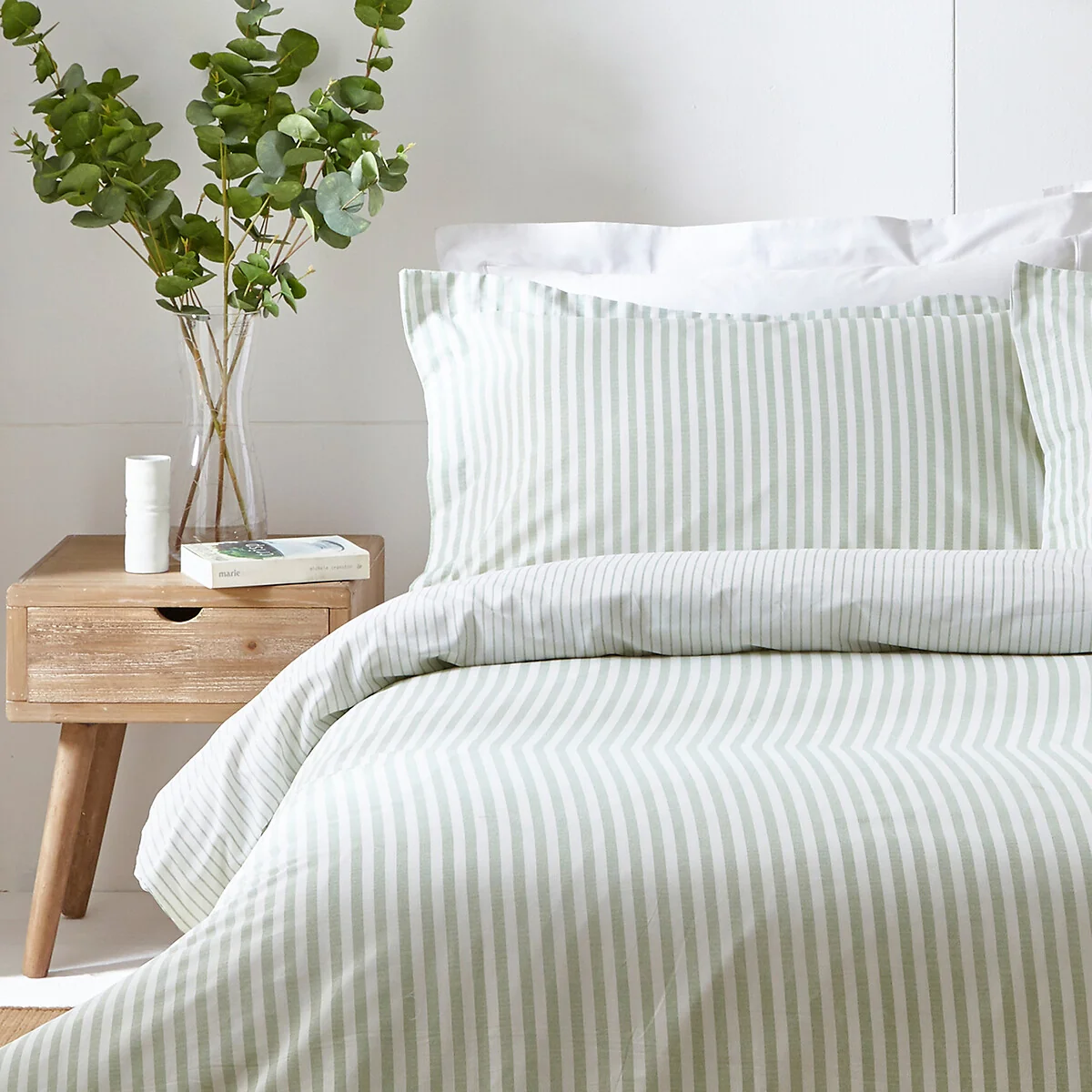 Hebden Mélange Stripe Cotton Duvet Cover and Pillowcase Set – image 2