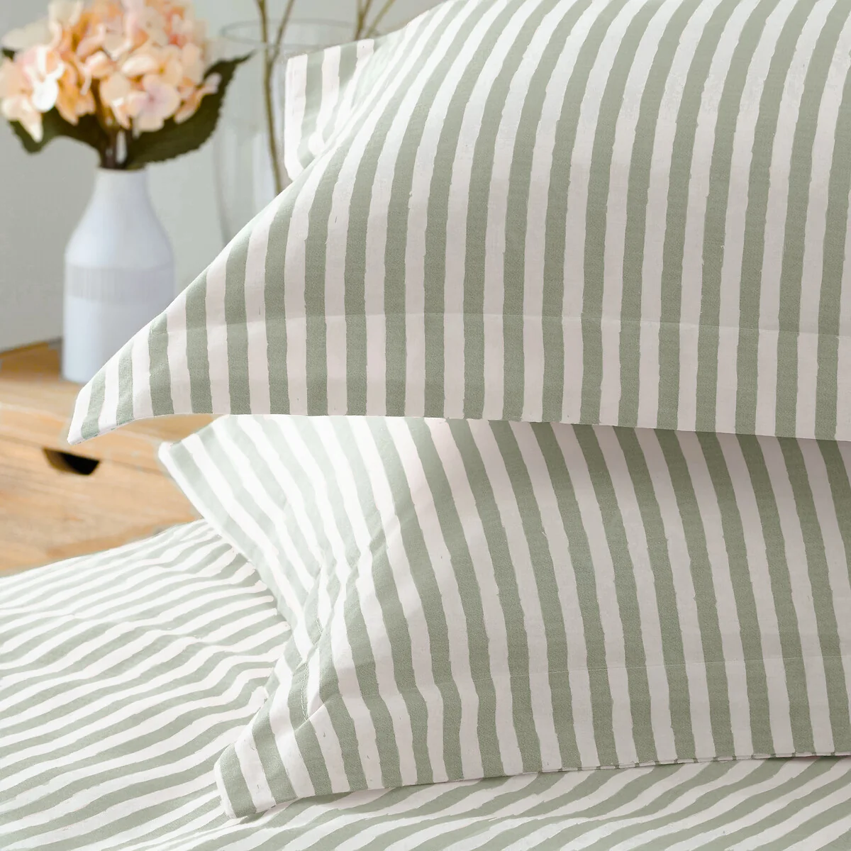 Hebden Mélange Stripe Cotton Duvet Cover and Pillowcase Set – image 3