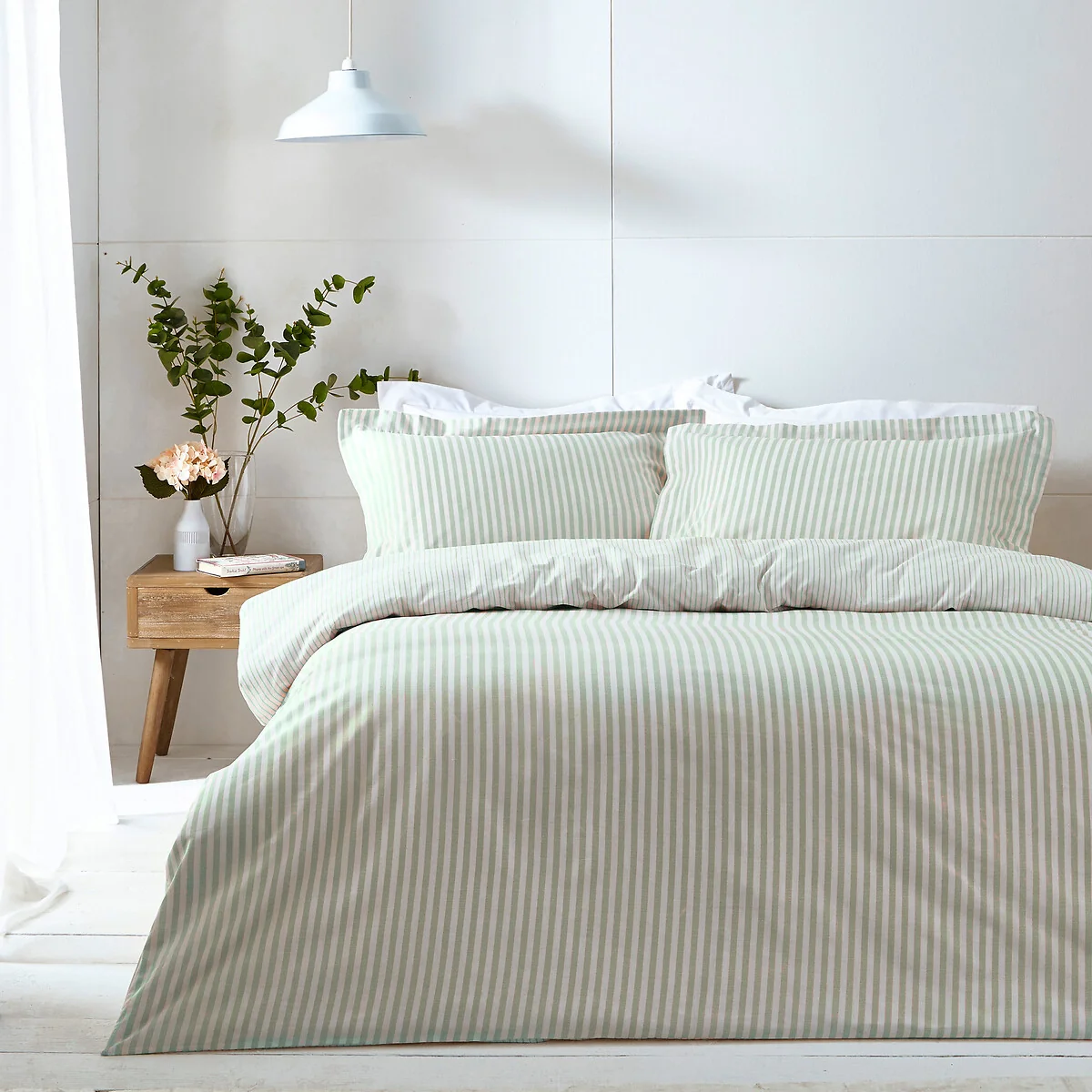 Hebden Mélange Stripe Cotton Duvet Cover and Pillowcase Set – image 4