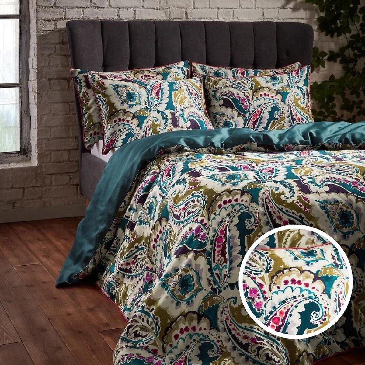 Aretha Persian Paisley 200 Thread Count Cotton Sateen Duvet Cover & Pillowcase Set – image 1