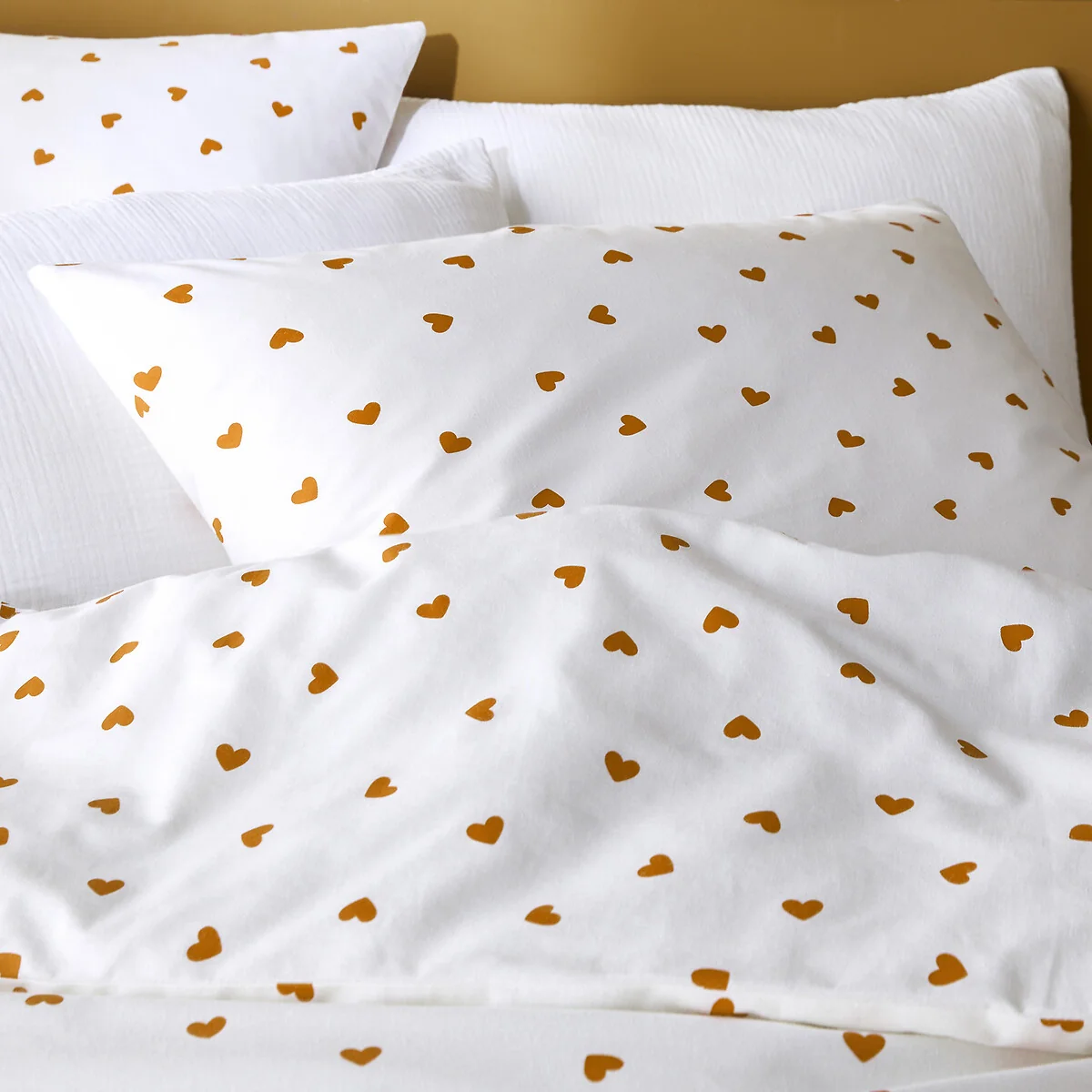 Duvet Cover Set in 50% Recycled Cotton with Rectangular Pillowcase. Scacco Caramel – image 4