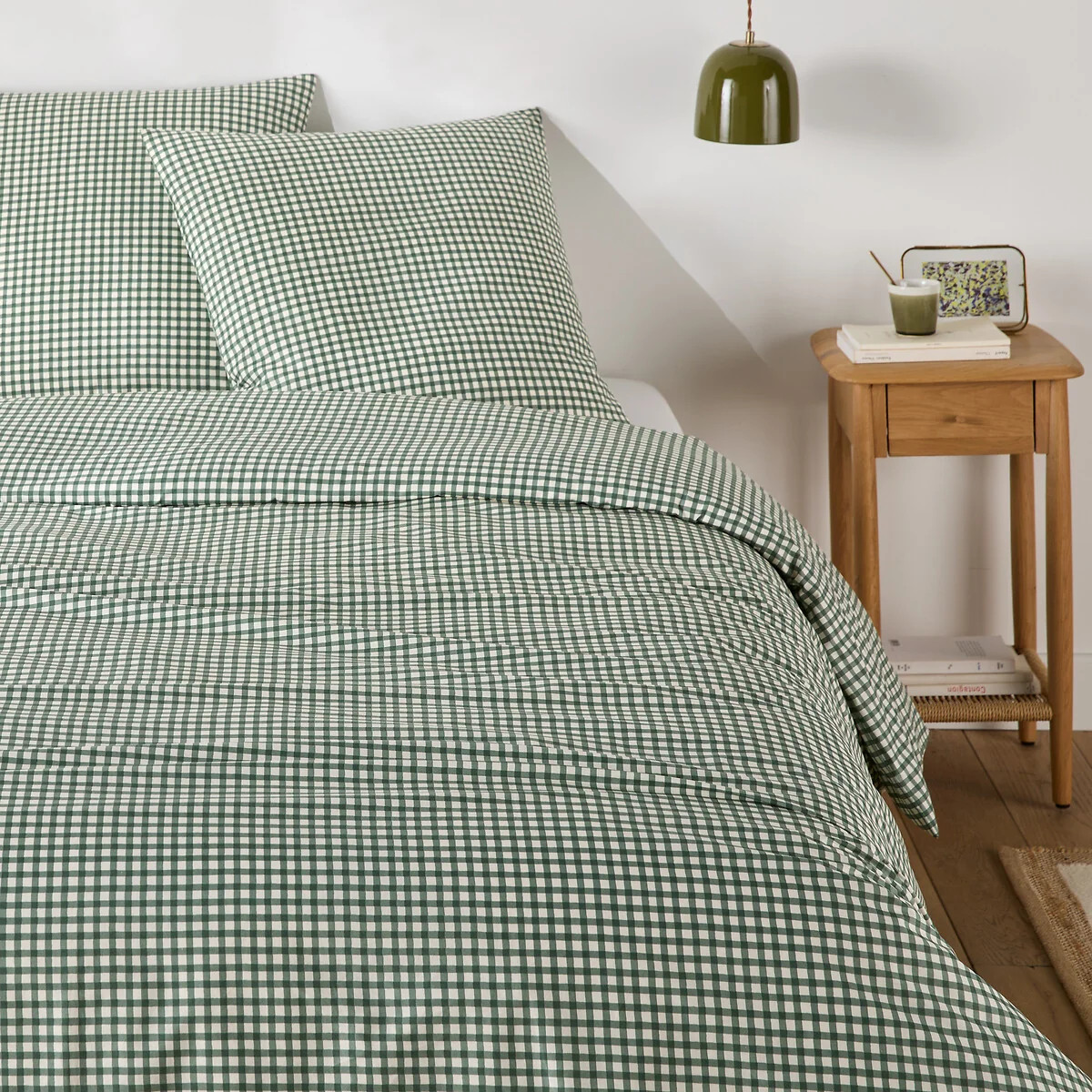 Lesia Checked 30% Recycled Cotton Duvet Cover Set with Square Pillowcase – image 1
