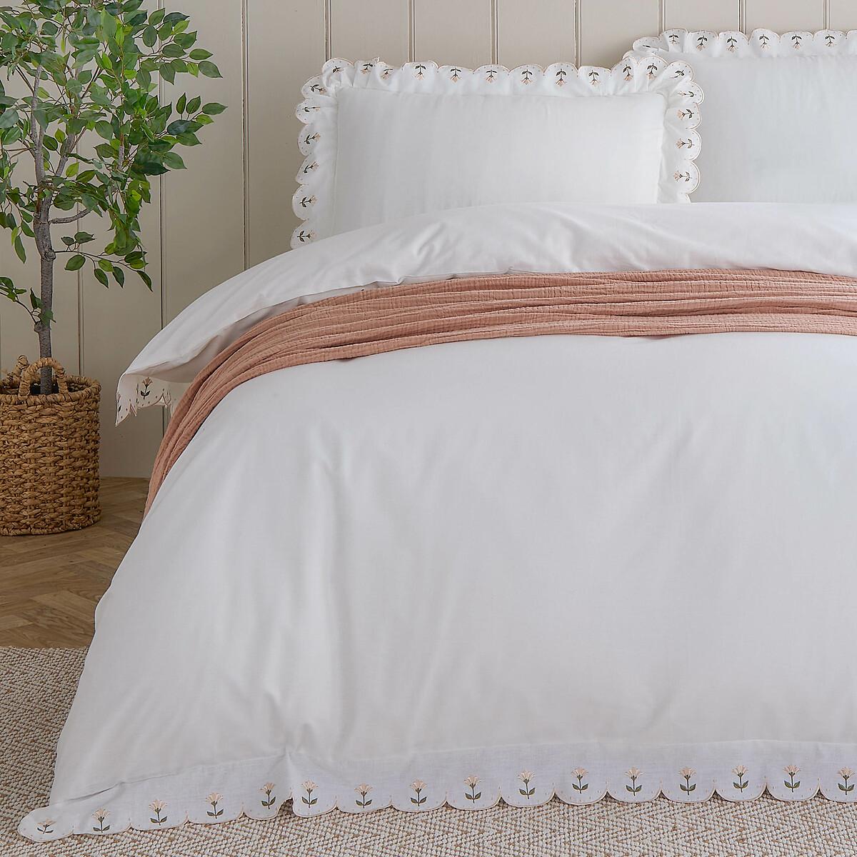 Florrie Embroidered Cotton Duvet Cover and Pillowcase Set