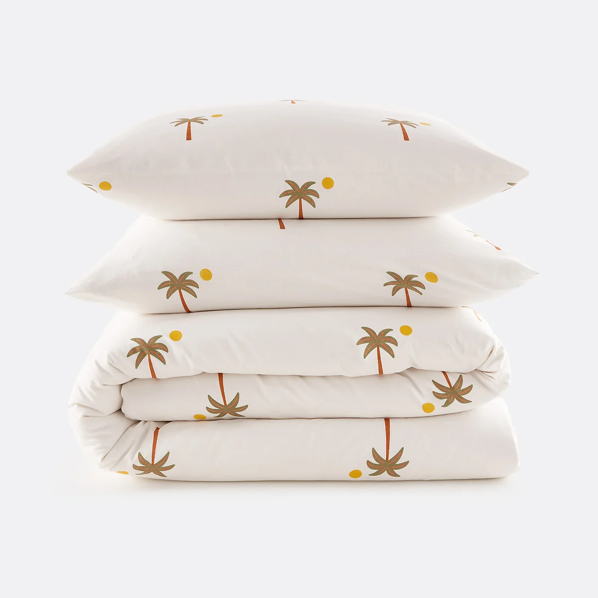 Paradela Duvet Cover Set in 30% Recycled Cotton with Rectangular Pillowcases and Palm Tree Print – image 4