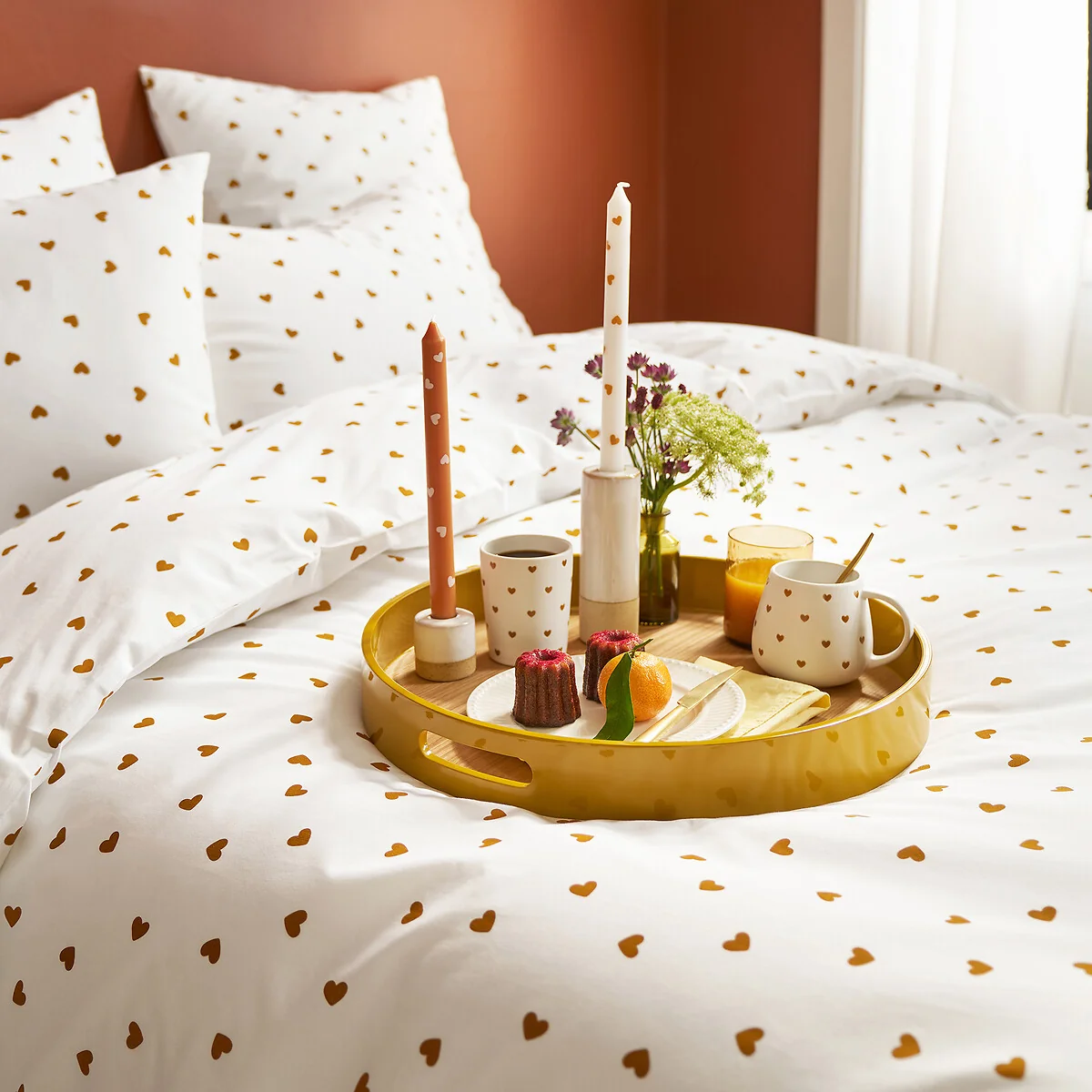 Scacco Caramel Duvet Cover Set in 50% Recycled Cotton with Square Pillowcase – image 2