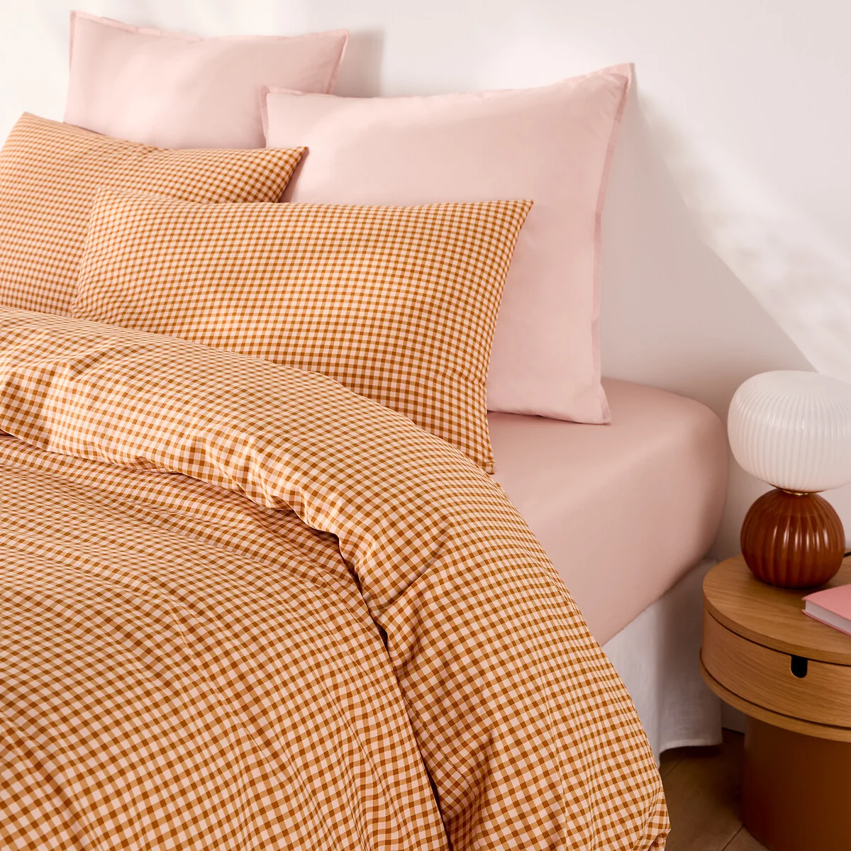 Lesia Checked 30% Recycled Cotton Duvet Cover Set with Square Pillowcase – image 2
