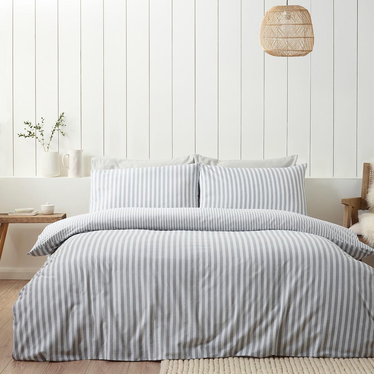 Brushed Stripe 100% Cotton Duvet Cover and Pillowcase Set