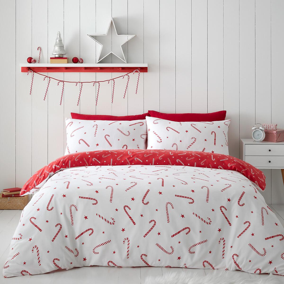 Christmas Candy Cane Polycotton Duvet Cover and Pillowcase Set – image 3
