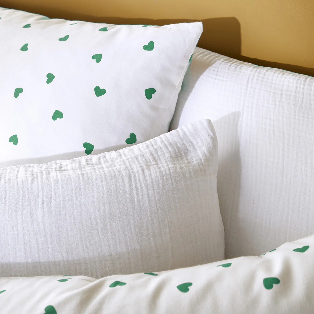 Scacco Duvet Cover Set in Green and 50% Recycled Cotton with Square Pillowcase – image 3