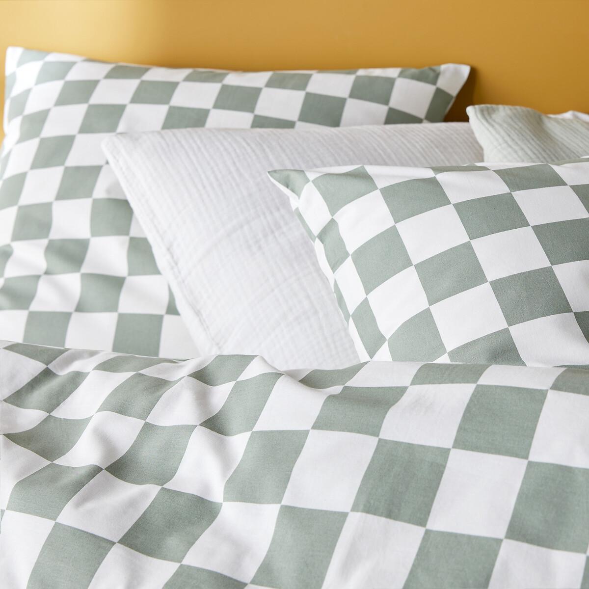 Miley Checkered 100% Cotton Bed Set with Rectangular Pillowcase – image 1