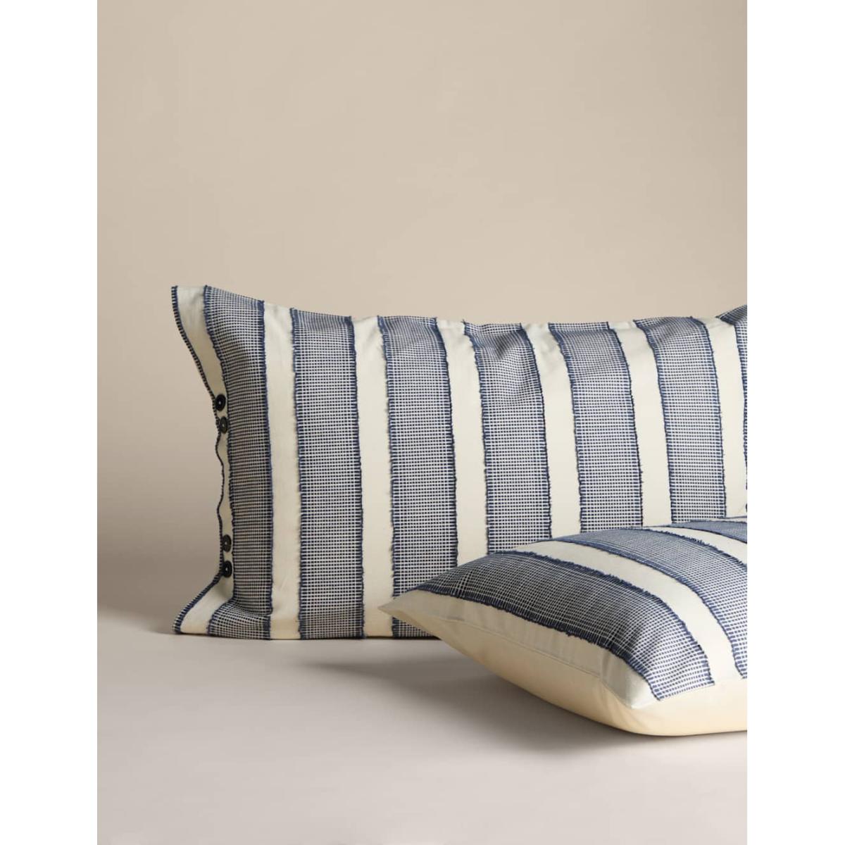 M&S X Fired Earth Pure Cotton Tufted Stripe Bedding Set - SGL - Carbon Blue, Carbon Blue – image 2