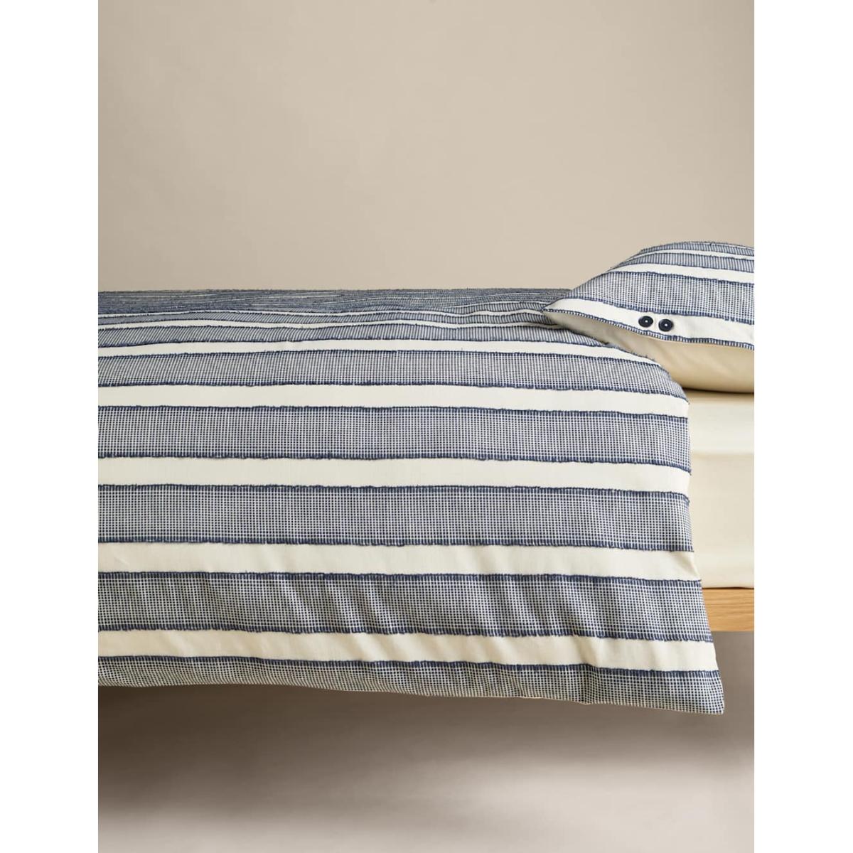 M&S X Fired Earth Pure Cotton Tufted Stripe Bedding Set - SGL - Carbon Blue, Carbon Blue – image 3