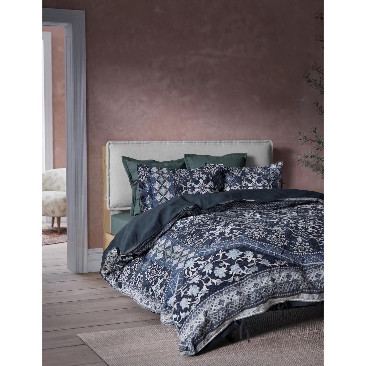 M&S X Fired Earth Jaipur Hawa Pure Cotton Bedding Set - DBL - Dusty Cedar, Dusty Cedar,Under The Waves – image 3