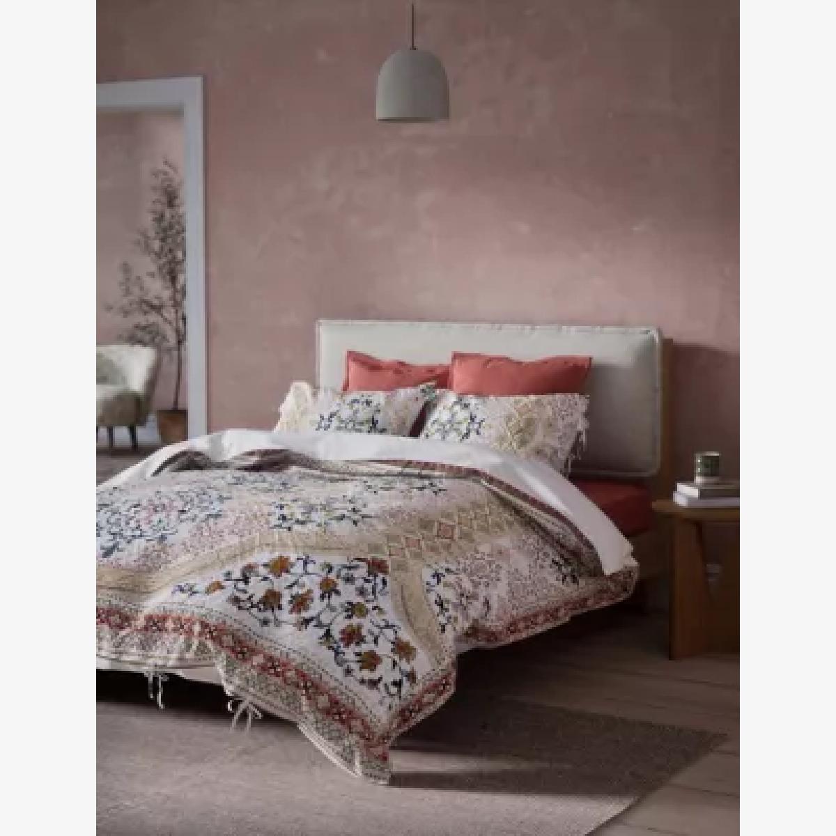M&S X Fired Earth Jaipur Hawa Pure Cotton Bedding Set - DBL - Dusty Cedar, Dusty Cedar,Under The Waves – image 1