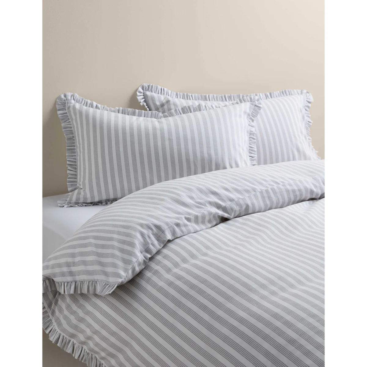 M&S Pure Cotton Narrow Stripe Ruffle Bedding Set Pink Mix – image 2