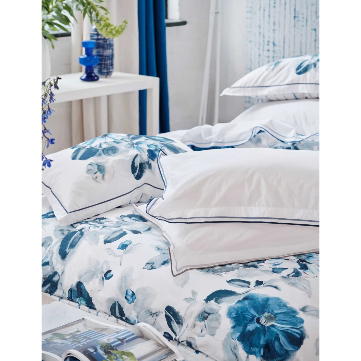Designers Guild Pure Cotton Percale Indigo Flower Bedding Set White Mix – image 4