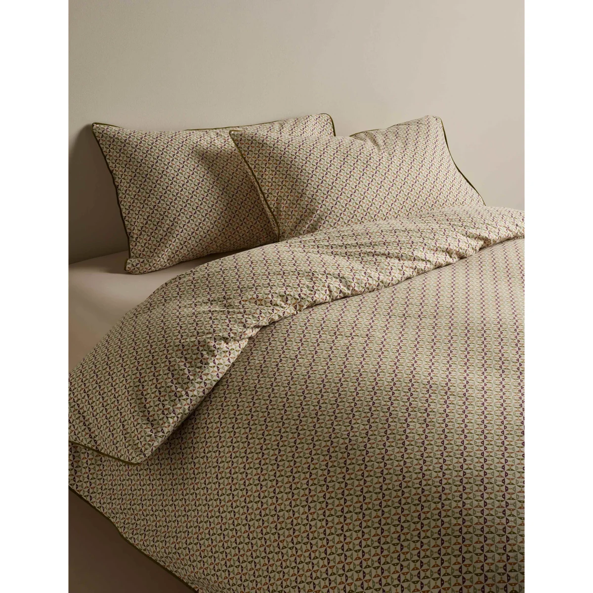 M&S Pure Cotton Geometric Brushed Bedding Set Moss – image 2
