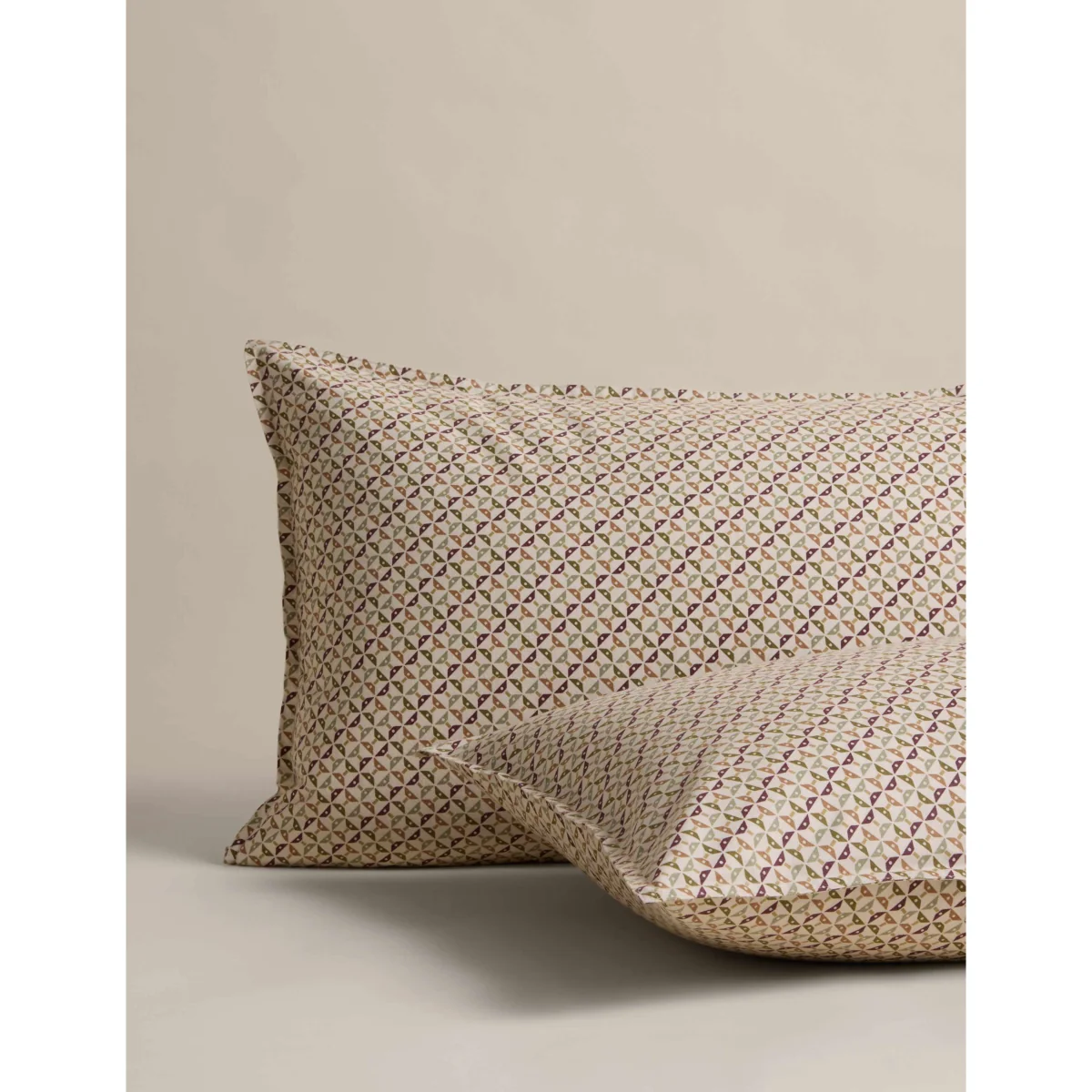 M&S Pure Cotton Geometric Brushed Bedding Set Moss – image 3