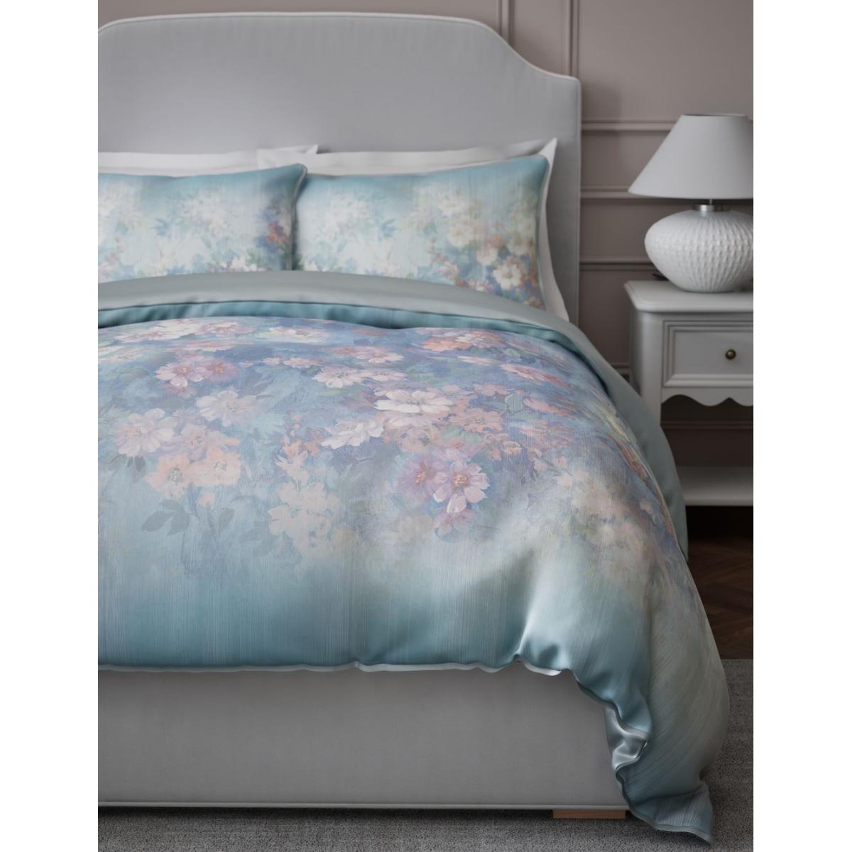 M&S Pure Cotton Sateen Camelia Bloom Bedding Set - DBL - Blue Mix, Blue Mix – image 3