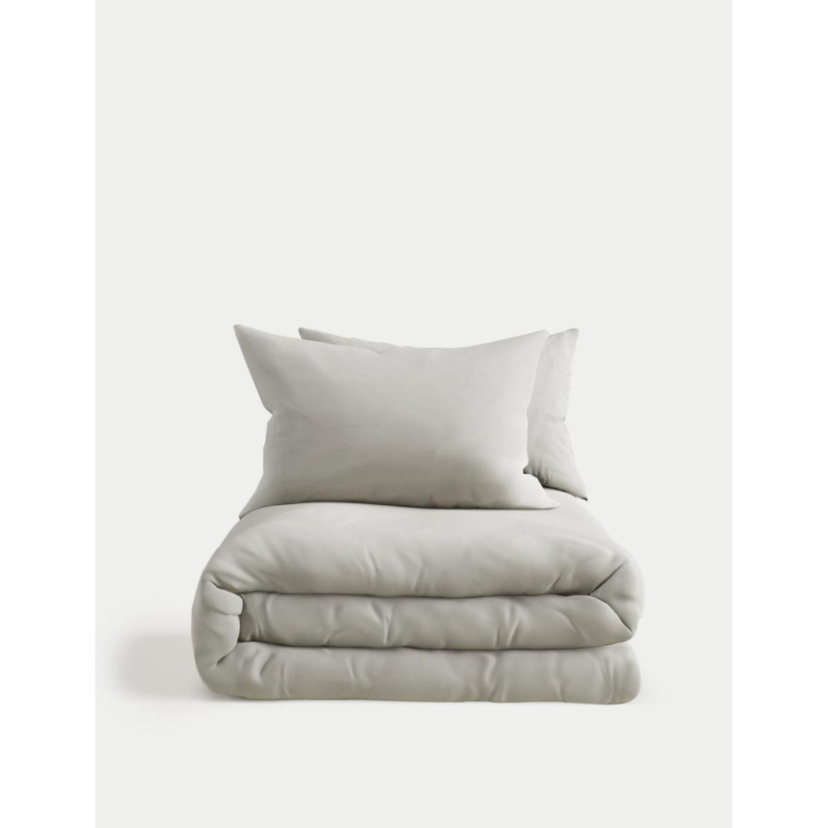 M&S Organic Cotton 300 Thread Count Bedding Set - DBL - White, Silver Grey,White – image 2