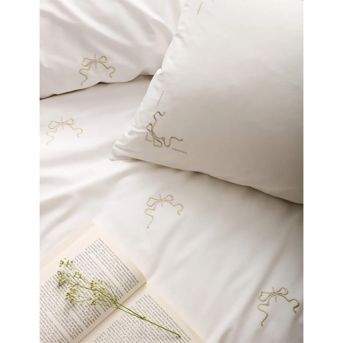Historic Royal Palaces Pure Cotton Bow Embroidered Bedding Set White – image 3