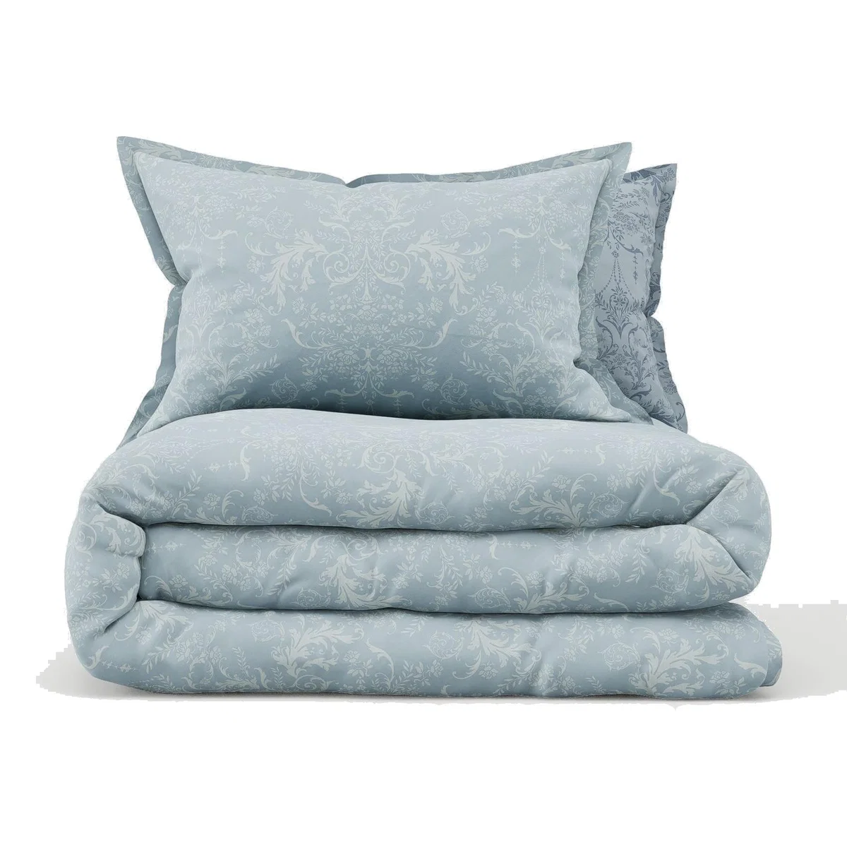 M&S Collection Aida-Alouette Damask Sateen Bedding Set - 5FT - Blue Mix, Blue Mix,Green Mix,Grey Mix – image 1