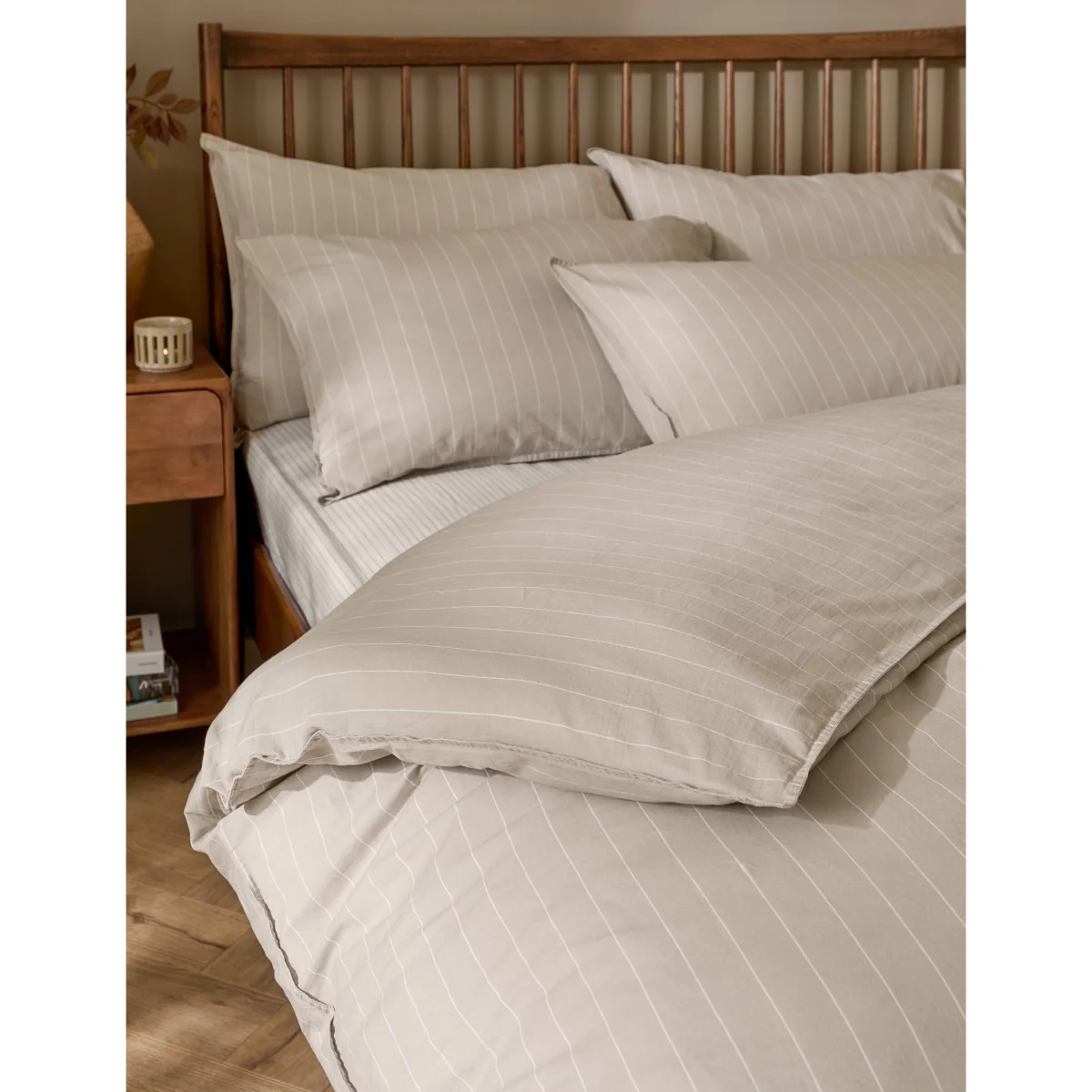YARD Pure Cotton Percale Linear Stripe Bedding Set Orange Mix – image 3