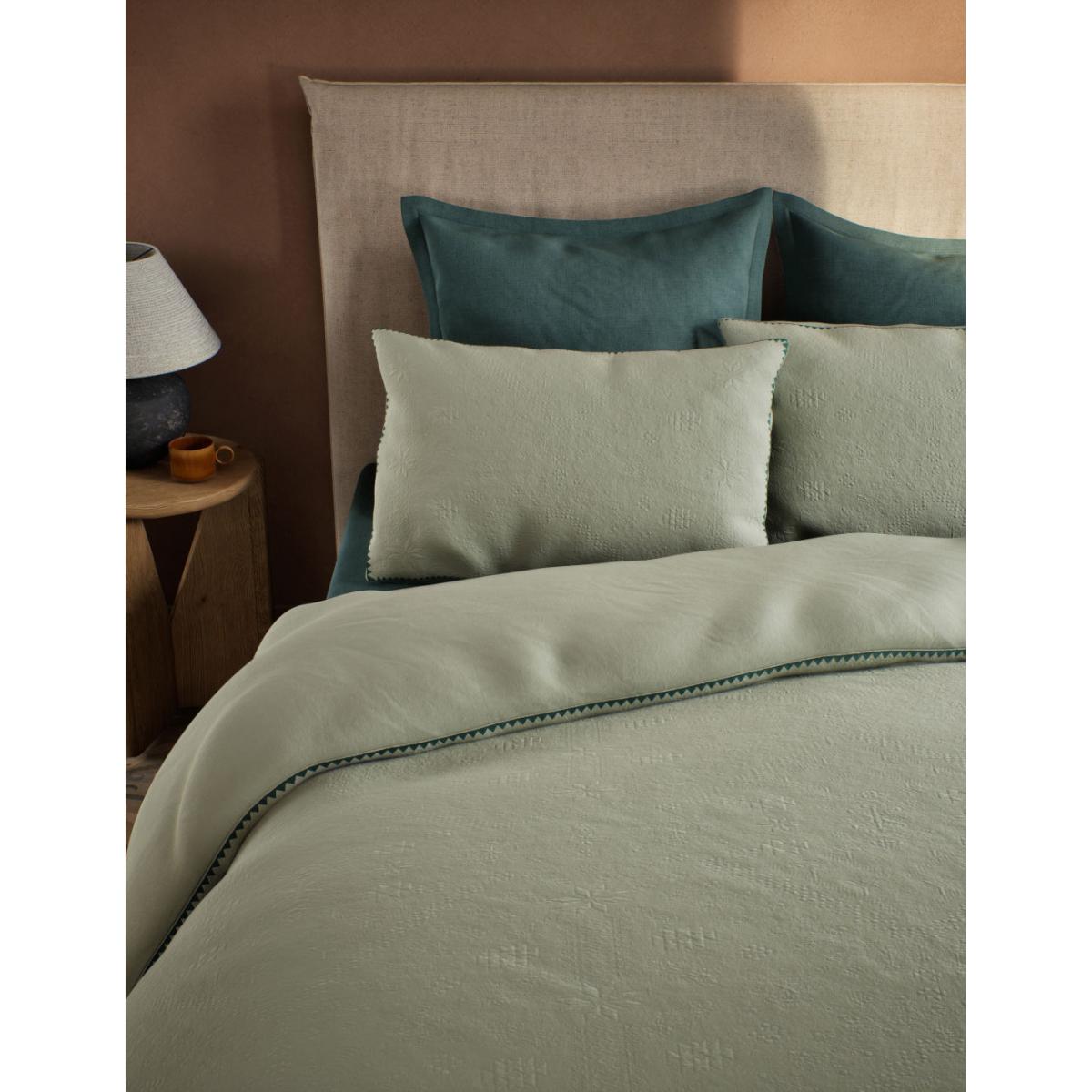 M&S X Fired Earth Tahoe Pure Cotton Matelasse Bedding Set - 6FT - Pale Mint, Pale Mint – image 2