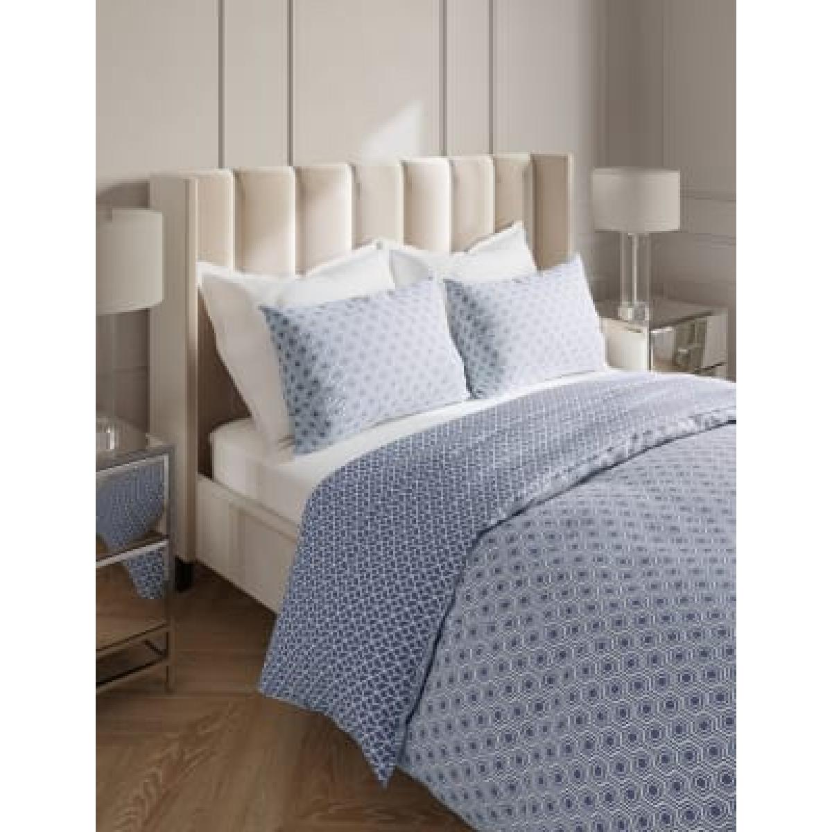 M&S  Cotton Blend Honeycomb Bedding Set - 6FT - Blue Mix, Blue Mix – image 5