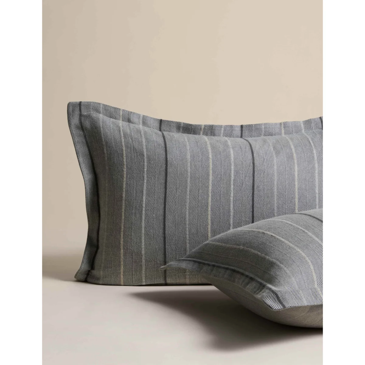 M&S Pure Cotton Herringbone Striped Bedding Set Charcoal Mix – image 3